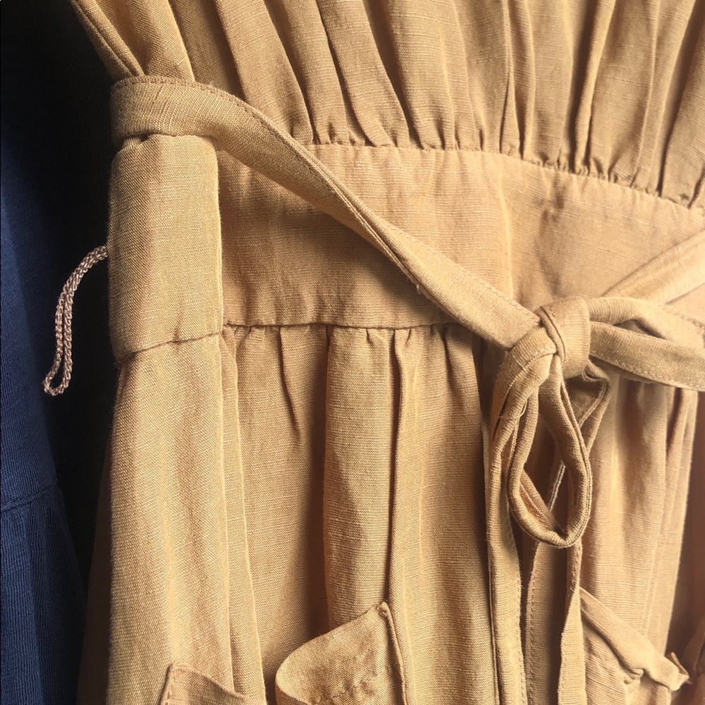 Madewell Mustard Yellow Short-Sleeve Tie-Waist Maxi Dress - Picture 3 of 12